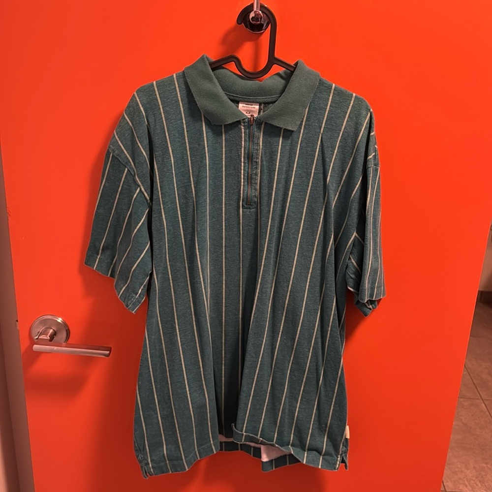 Men’s urban outfitters quarter zip shirt, green striped